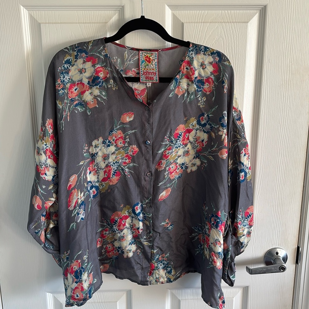 Johnny Wqs Floral Silk Blouse
